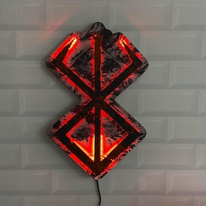 Berserk Brand of Sacrifice LED Wall Light: Handmade Plywood Decor (15.3x9.8 inches)