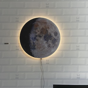 Realistic Moon Wall Lamp: LED Lunar Night Light, Space Decor