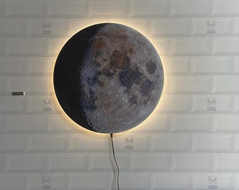 Eclipse Moon Wall Lamp | Realistic Moon Lamp Wall Art | Lunar LED Night Light | Space Room Decor | Unique Celestial Gift