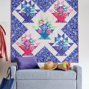 Molly’s Garden Quilt Pattern – Summer Floral Appliqué Wall Hanging – Machine Appliqué PDF Pattern