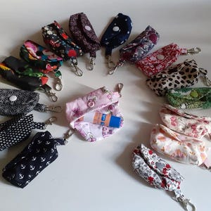 Etui tube baume à lèvres ou rouge à lèvres pochette rangement porte clés tissu AU CHOIX