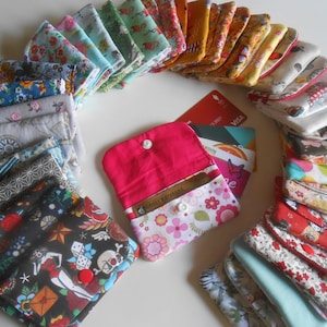 CARTE BLEUE pochette étui trousse de rangement tickets de carte bleue / caisse et cartes magnétiques en tissu au choix