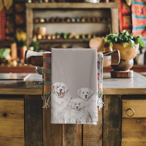 Great Pyrenees Family Hand Towel, Great Pyrenees Dog, Great Pyrenees Gift, Livestock Guardian Dog, Gift for Dog Lover, Dog Mom Gift