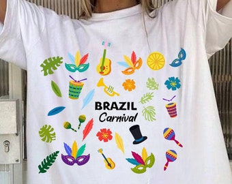 Unisex Baumwolle Brasilien Karneval T-Shirt