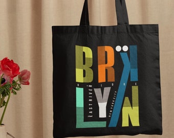Brooklyn Design Tote Bag: 100% Cotton Canvas Shopping Bag