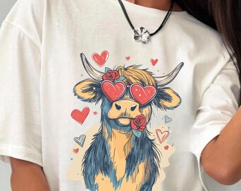 Cotton Highland Cow Sweatshirt, Western Crewneck, Farm Gift