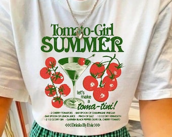 Camiseta estampada de verano de Tomato Girl: Camisa unisex de algodón con frutas