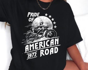 American Road 1973 Motorcykel-T-shirt: Unisex racing-T-shirt i bomull