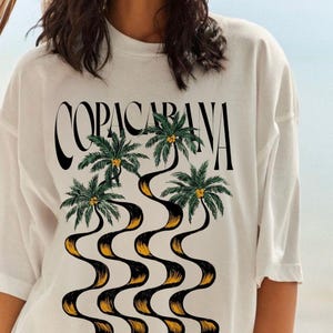 Camisas Copacabana 100% algodão unissex, moletom e moletom com capuz, camiseta Palm Tree, camiseta Brasil, camiseta Rio De Janerio, camisa Brasil, moletom Brasil
