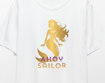 Virgin Voyages Cruise Line Mermaid Silhouette "Ahoy Sailor" T-Shirt