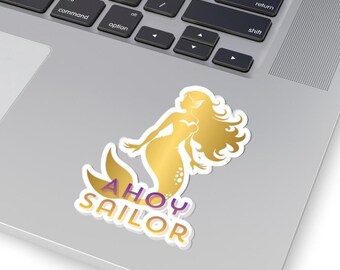 Gold Mermaid 'Ahoy Sailor' Sticker, Virgin Voyages Cruise Line Sticker