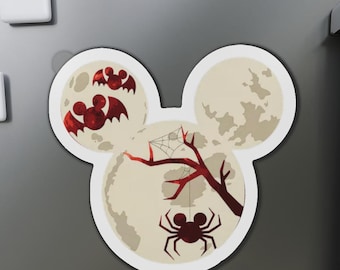 Disney Cruise Line Spooky Spider & Bat Mickey Moon Cabin Door/Fridge Magnet