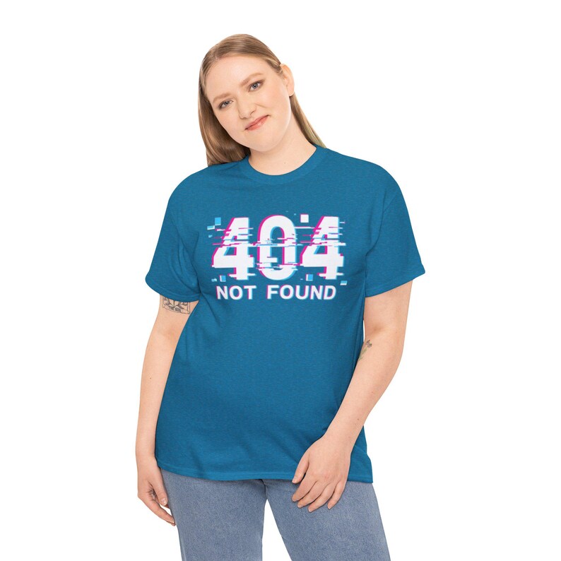 404 Not Found Unisex Heavy Cotton Tee, Trendy Graphic Shirt, Casual Everyday Wear, Gift for Tech Lovers, Unisex Tee image 5