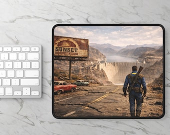 Post-Apocalyptic Wasteland Vault Suit Gaming Mouse Pad | Scenic Fallout Landscape