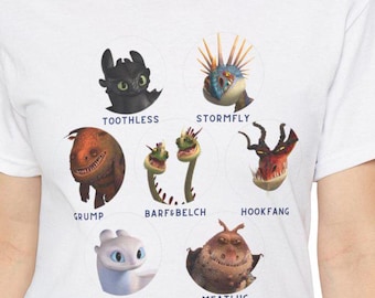 Epic Universe How to Train Your Dragon Unisex T-shirt - Dragon Name Tags Tee, Theme Park Visit Shirt, Cute Dragons
