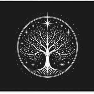 Minimalistic White Tree of Gondor Desk Mat  Elegant Tolkien-Inspired Design, 3 Sizes