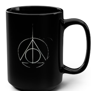 Dark Magic Inspired Deathly Hallows Black Mug  15oz