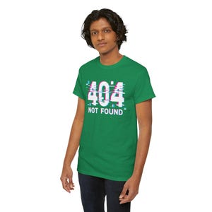 404 Not Found Unisex Heavy Cotton Tee, Trendy Graphic Shirt, Casual Everyday Wear, Gift for Tech Lovers, Unisex Tee image 3