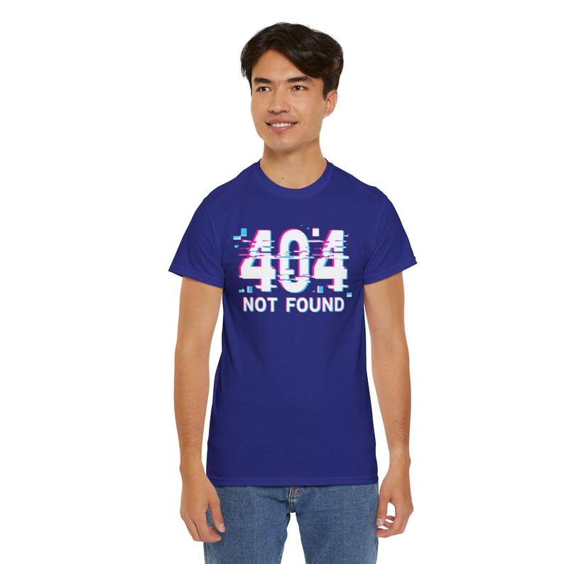 404 Not Found Unisex Heavy Cotton Tee, Trendy Graphic Shirt, Casual Everyday Wear, Gift for Tech Lovers, Unisex Tee image 6