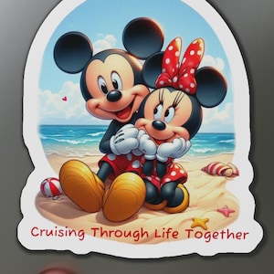 Disney Cruise Line Door Magnet, Mickey and Minnie Magnet, Cruising Through Life Together, Disney Gift, Valentines Magnet