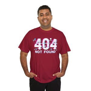 404 Not Found Unisex Heavy Cotton Tee, Trendy Graphic Shirt, Casual Everyday Wear, Gift for Tech Lovers, Unisex Tee image 8