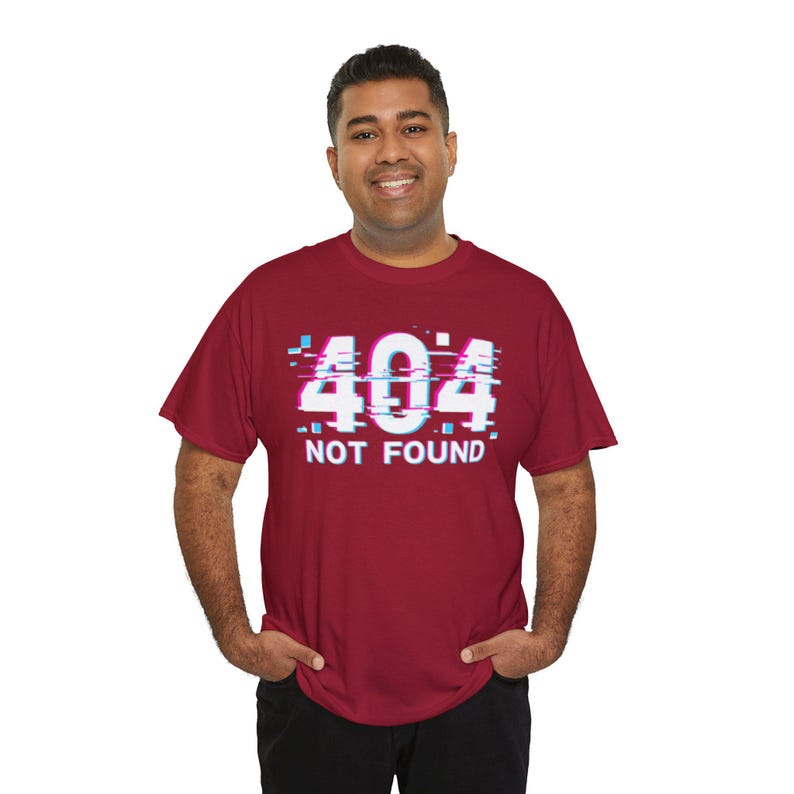 404 Not Found Unisex Heavy Cotton Tee, Trendy Graphic Shirt, Casual Everyday Wear, Gift for Tech Lovers, Unisex Tee image 8