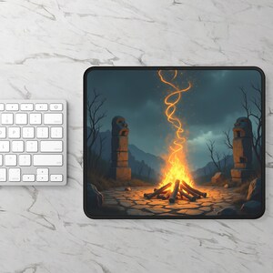 Cozy Campfire Gaming Mouse Pad, Game Room Decor, Gamer Gift, Computer Accessories, Desk Accessories, Cozy Vibes Mouse Mat