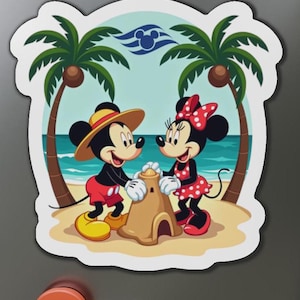 Disney Cruise Line Door Magnet, Mickey and Minnie Building a Sand Castle, Cabin Door Decor, Fridge Magnet, Cruise Vacation Gift