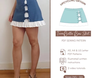 Bow Mini Skirt Sewing Pattern | Low Rise Ruffle Coquette Style (PDF Download)