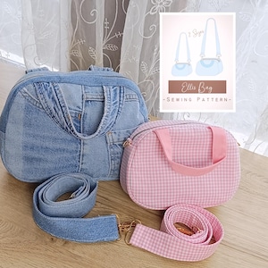 Patrón de costura para bolso bandolera (PDF) / Bolso de hombro / Bolso de mano para principiantes / Proyecto DIY con videotutorial / Descarga instantánea