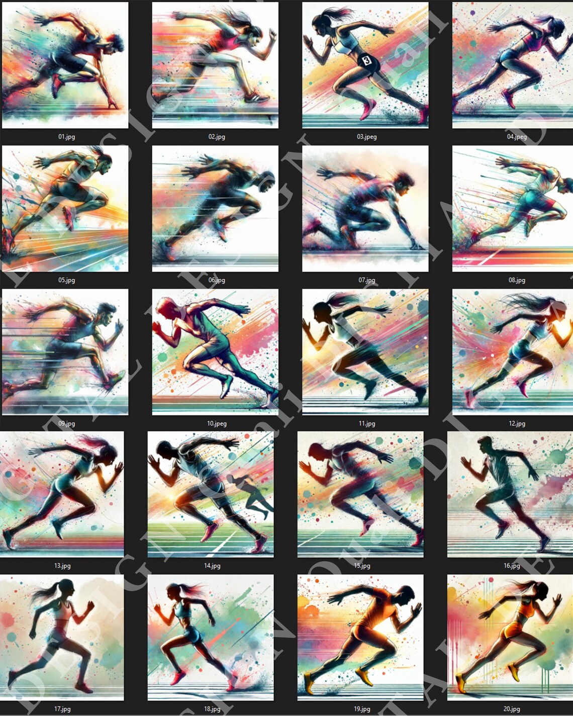 Dynamic Runner: Vibrant Sports Art Print - 20 High-resolution Files ...