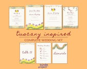 Tuscany Complete Wedding Set Template | Hand-Drawn Canva Templates | Watercolor I Printable