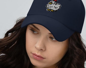 Stardew Valley Pixel Chicken Hat: Embroidered Cotton Dad Hat