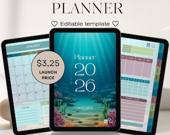 NEW 2026 Ocean Digital Planner | Coastal Blue Aesthetic GoodNotes iPad Planner | Sea Breeze PDF