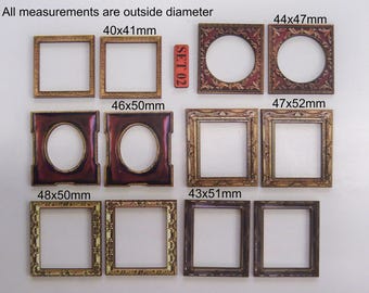 Picture frames. Miniature frames. 2D design. Attach your own picture. (set 02) 12 x laser wood cuts. British.