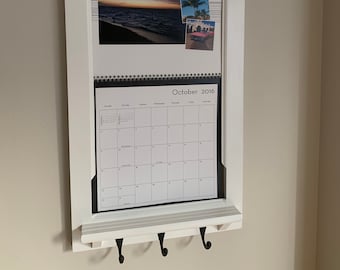 Shutterfly Calendar Frame Family Organizer storage shelf with keyhooks, Front Loading Slide Calendar Frame Home Decor Furniture wall mount