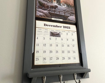 LANG Calendar Frame Family Organizer Command Center storage shelf and keyhook Front Loading Slide Calendar Frame for calendar home decor