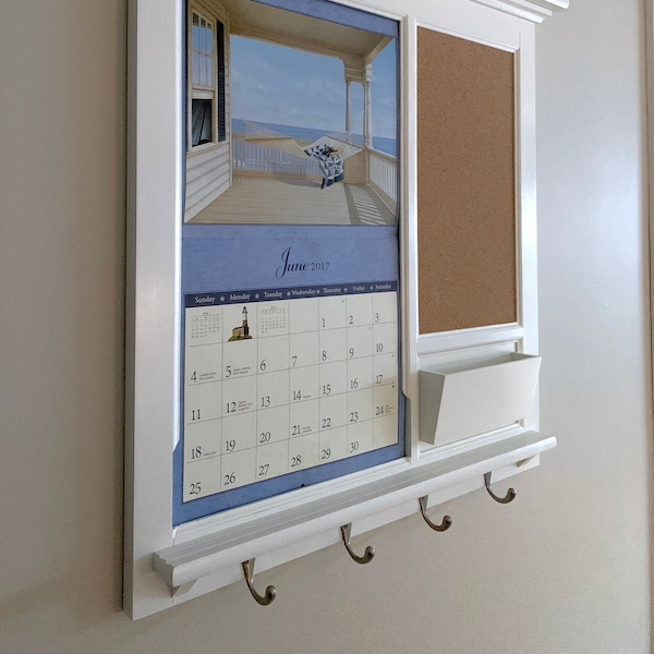 LANG Calendar Holder and Frame. Home Decor Mail Organizer pocket with Shelf,  Bulletin Board, Cork or Chalkboard, Calendar Frame Organize