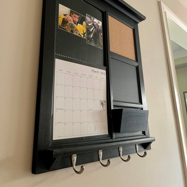 Shutterfly Calendar Holder Family Command Center Mail with Single Pocket Organizer Bulletin Board Cork & Chalkboard Front Loading feature