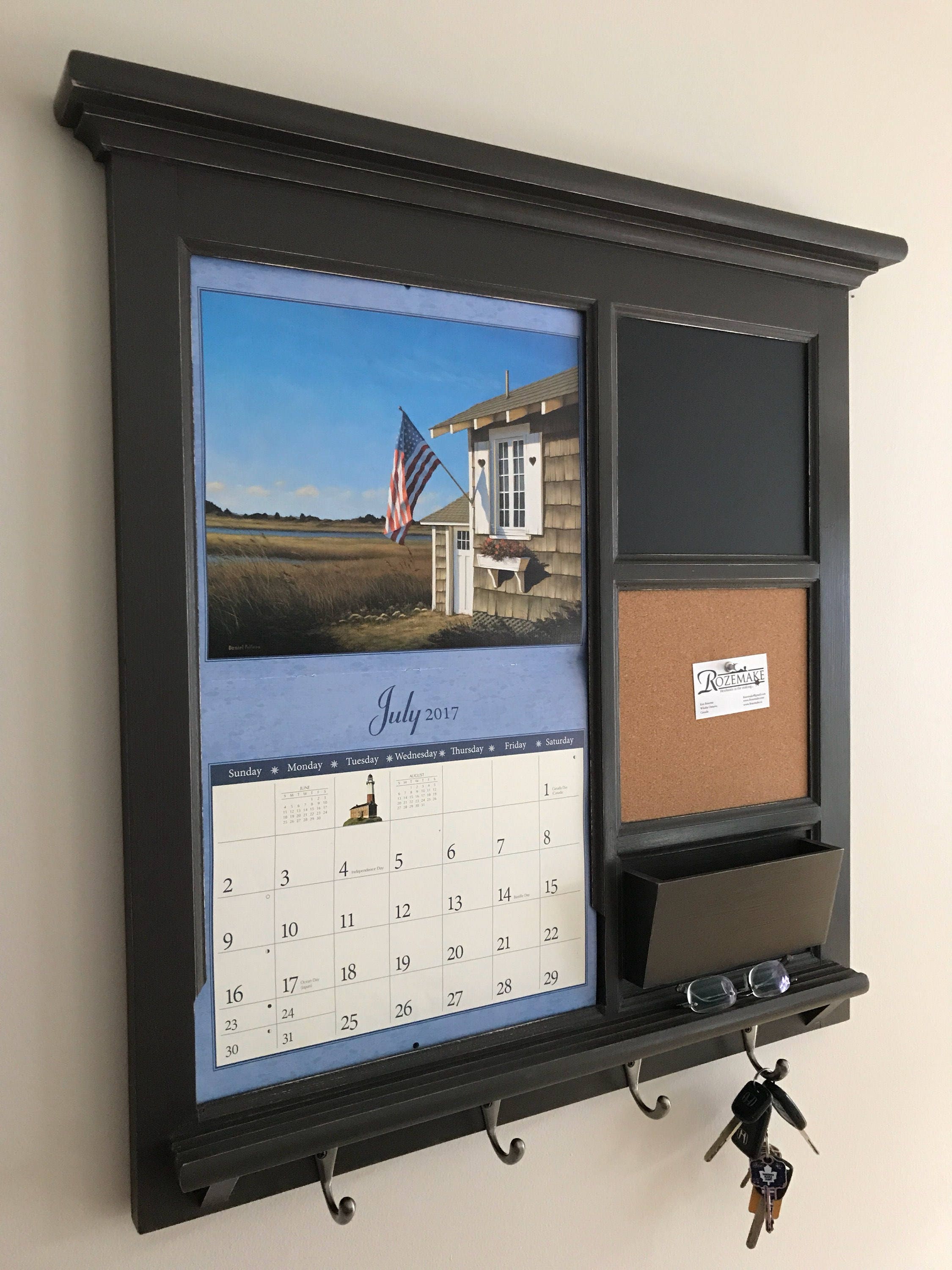 Home Decor Wall Calendar Front Loading Mail Organizer Family Etsy