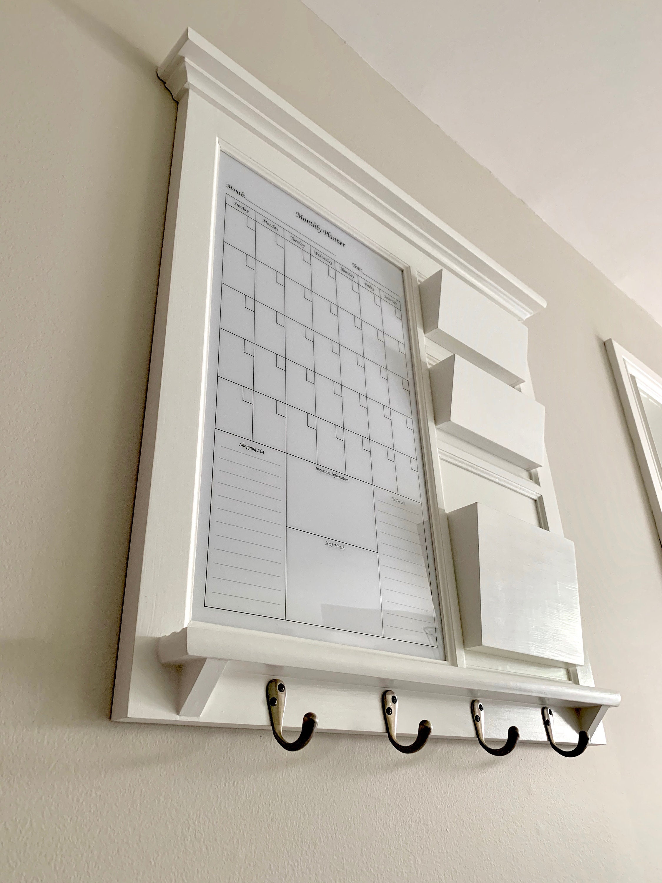Dry Erase Calendar Frame With Three Mail Mail Slots File Slot Etsy