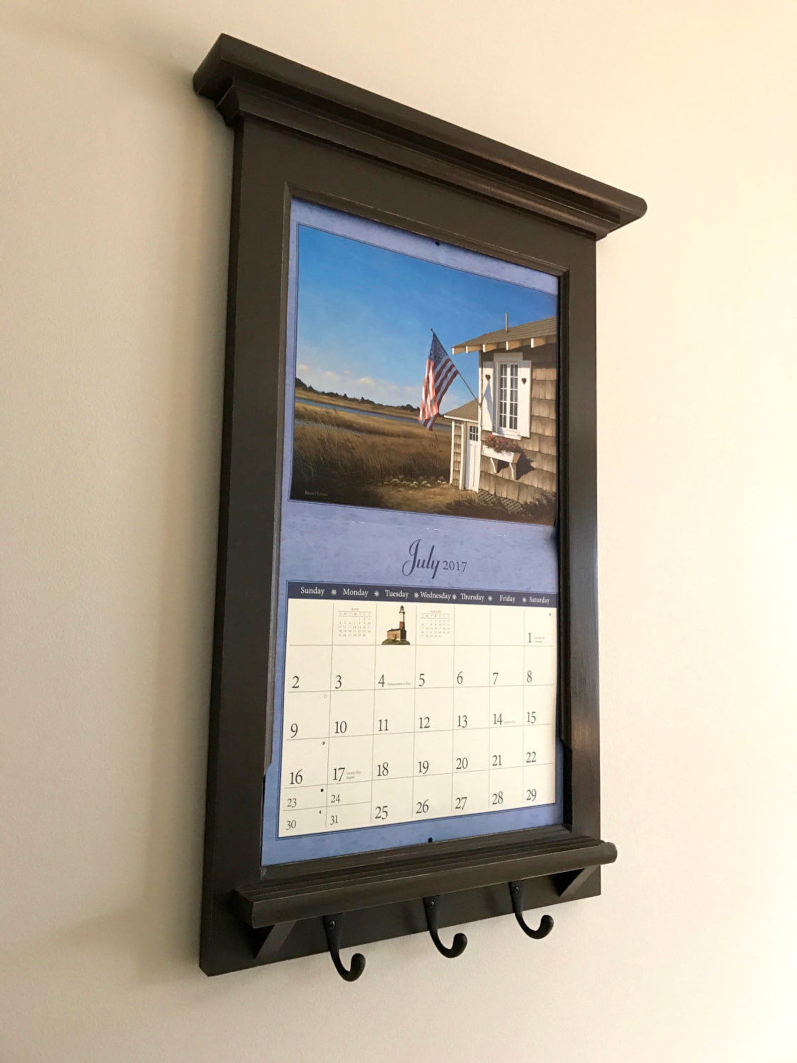 Calendar Frame family organizer storage shelf and keyhook Etsy