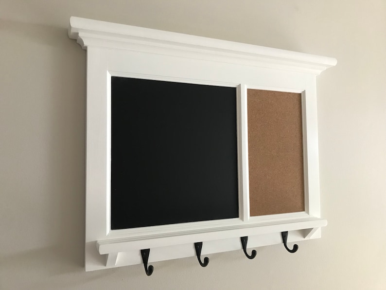 Bulletin Board Chalkboard Keyhook Organizer With Shelf Family Etsy