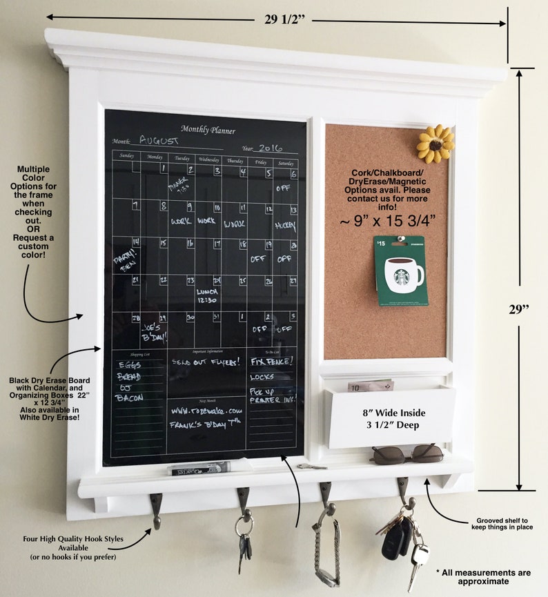 Black Dry Erase Calendar Bulletin Board Family Calendar With Etsy