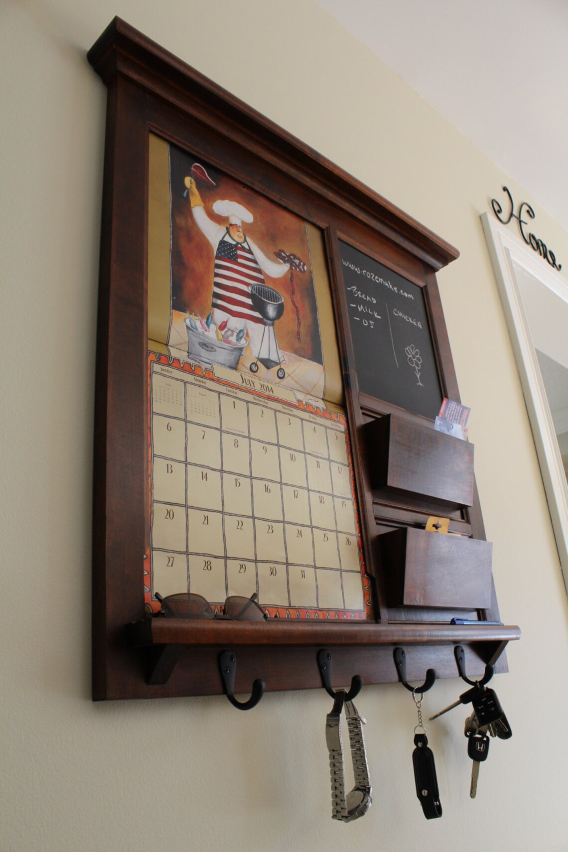 Wall Organizer Family Calendar Wall Calendar Frame Maple Etsy