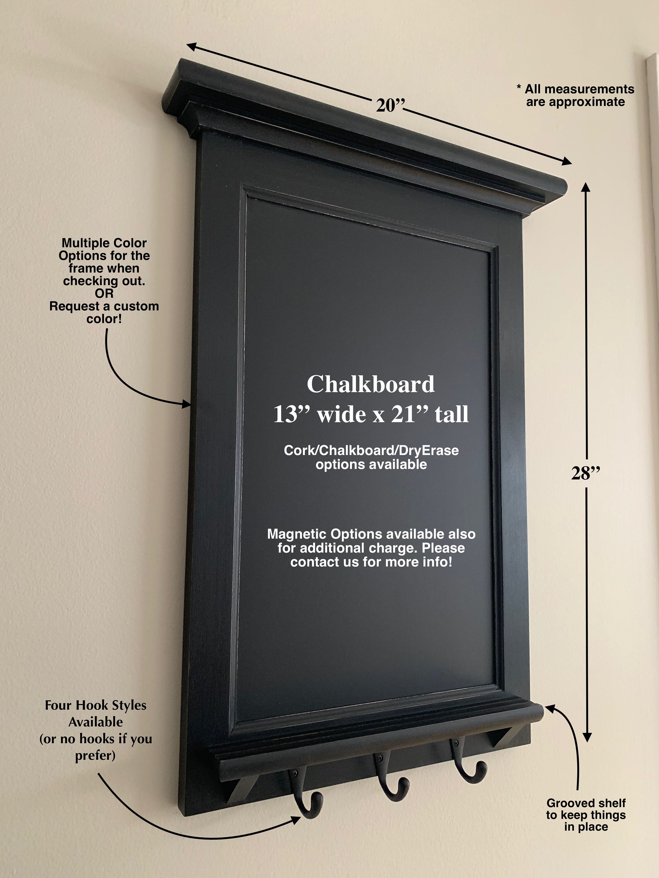 Chalkboard Organizer With Shelf Wood Framed Furniture Key Etsy Australia