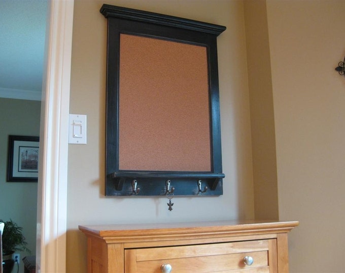 Bulletin Board and Key Hook Cork Board Organizer Etsy