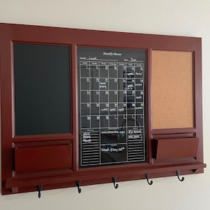 Modern Style Black Dry Erase Board Calendar Framed for Kitchen Home Office Wall, Bulletin Board, Chalkboard Mail Pockets, Command Center