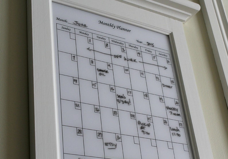 Framed Dry Erase Calendar for Wall Decor White Family Planner Etsy Canada