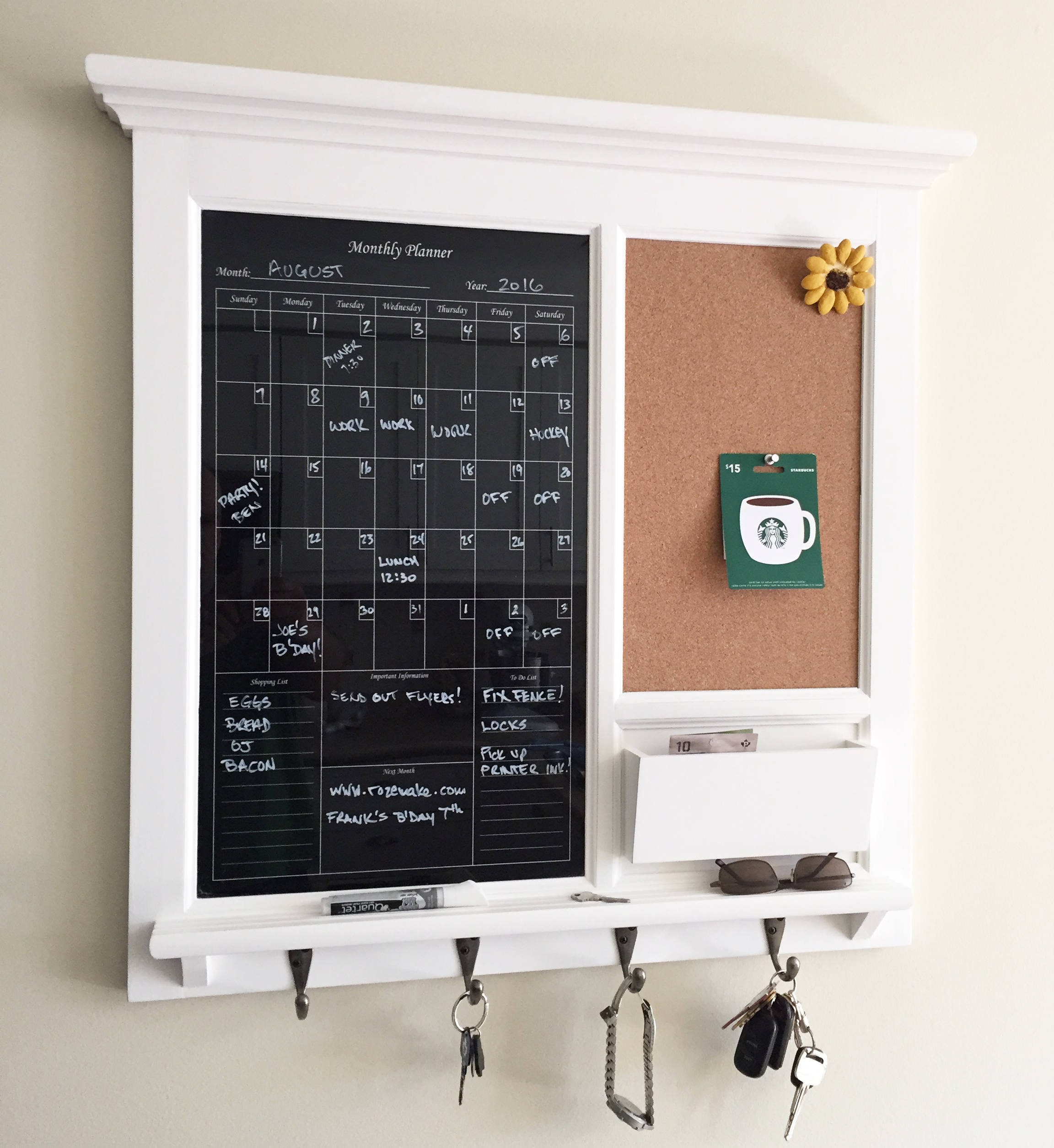 Dry Erase Calendar Bulletin Board Family Calendar with Mail Etsy